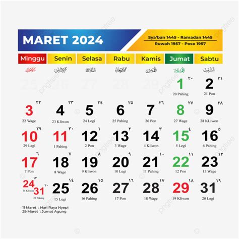 kalender tanggal merah bulan maret 2024